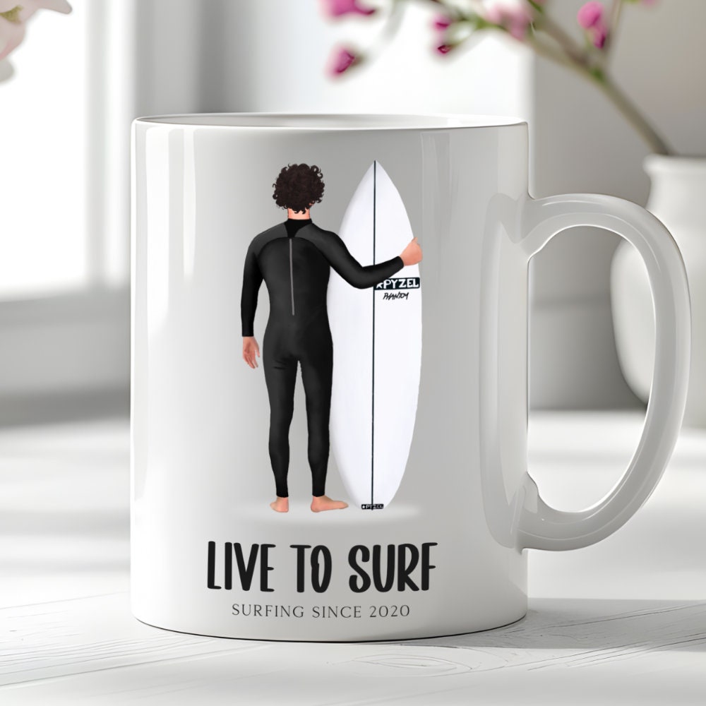 Personalised Surfer Male Mug