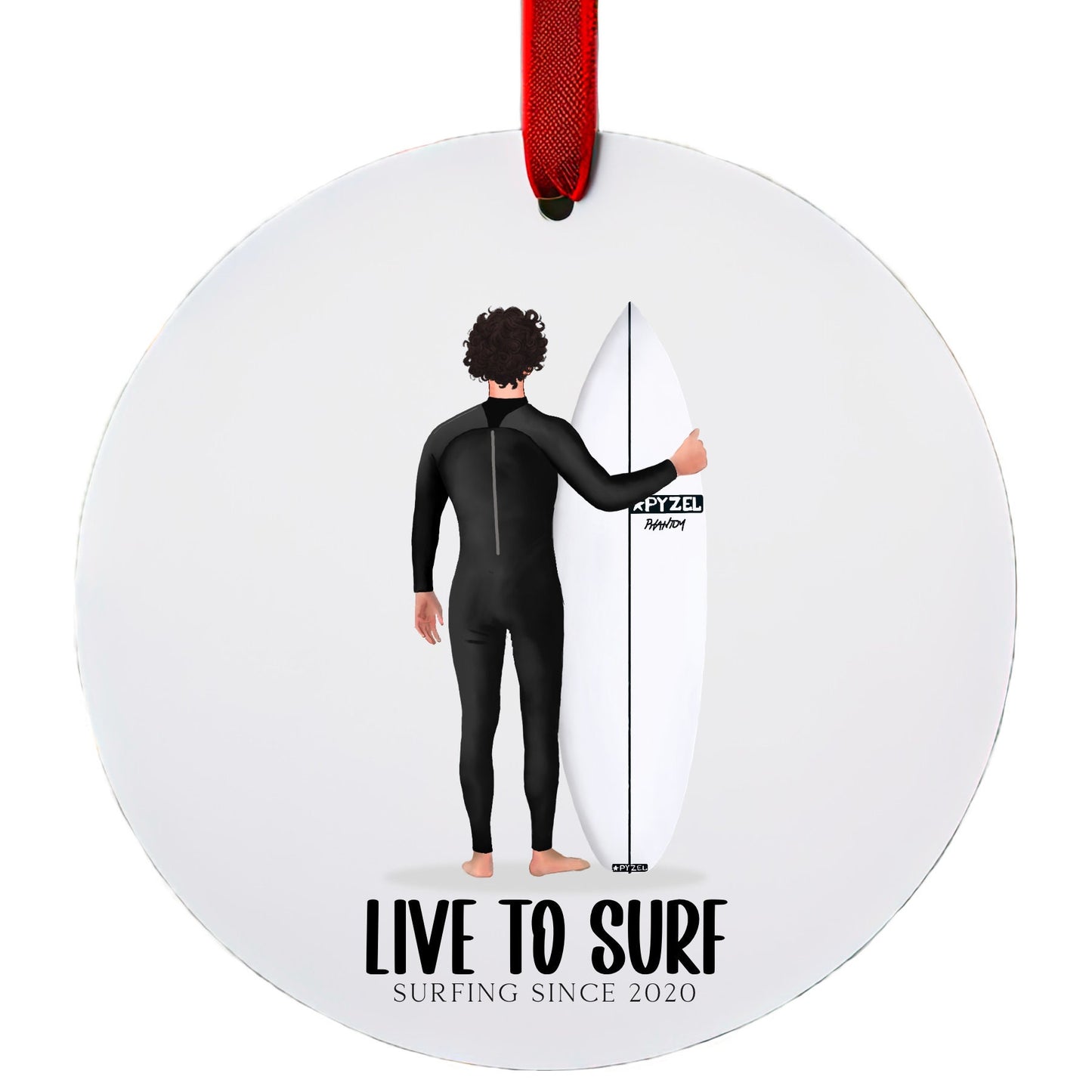 Personalised Surfer Tree Bauble/Ornament