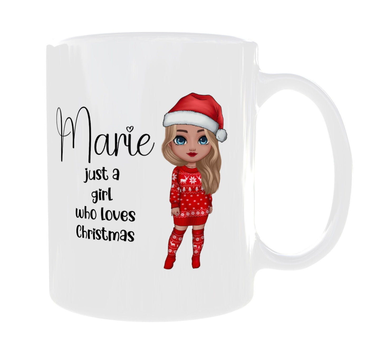 Personalised Chibi Lady Xmas Sweater Jumper Mug