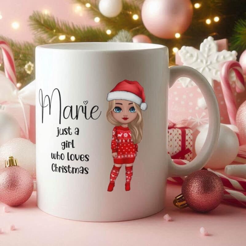 Personalised Chibi Lady Xmas Sweater Jumper Mug