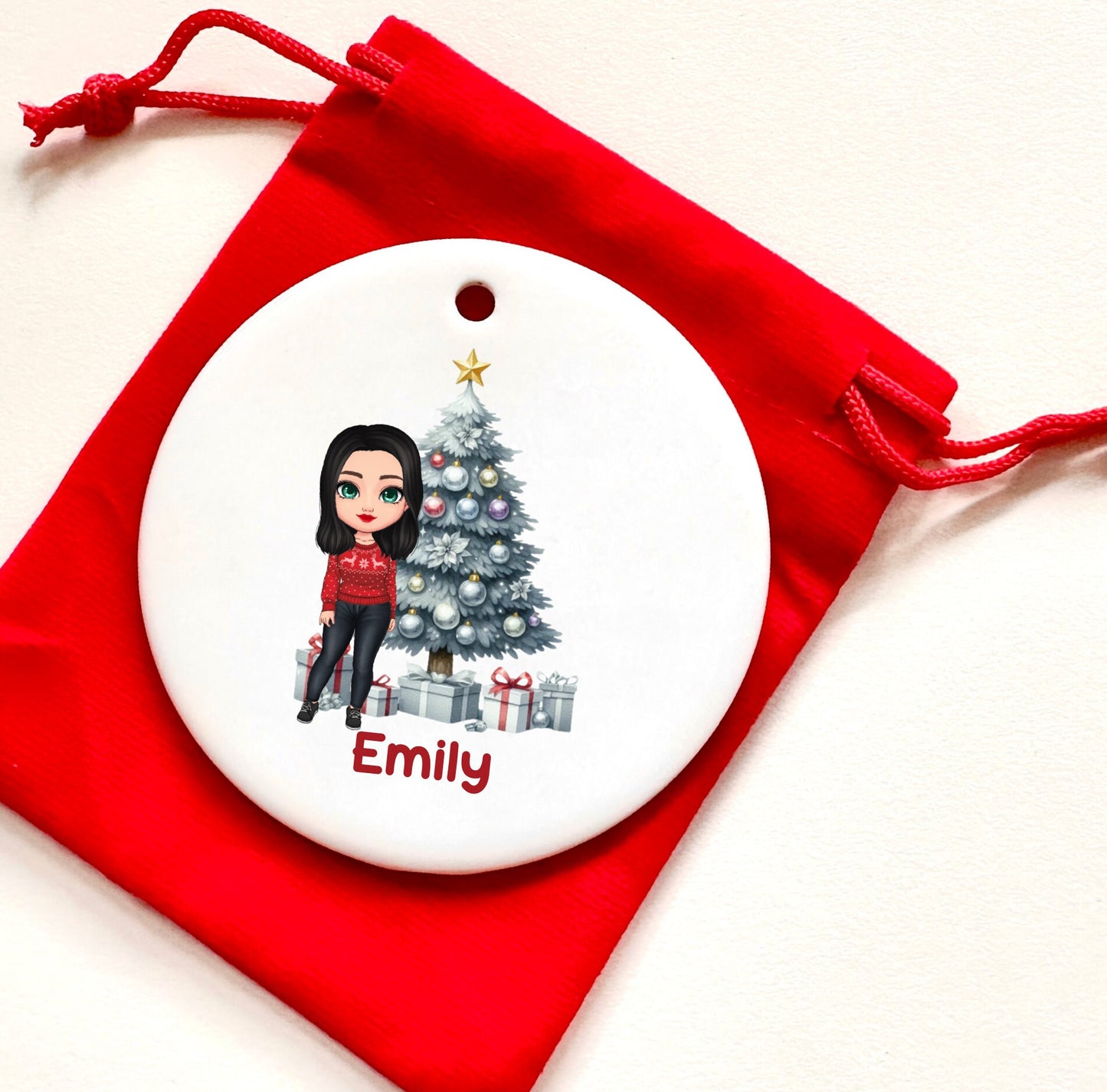 Chibi Personalised Tree Bauble/Ornament Xmas Personalized Customise