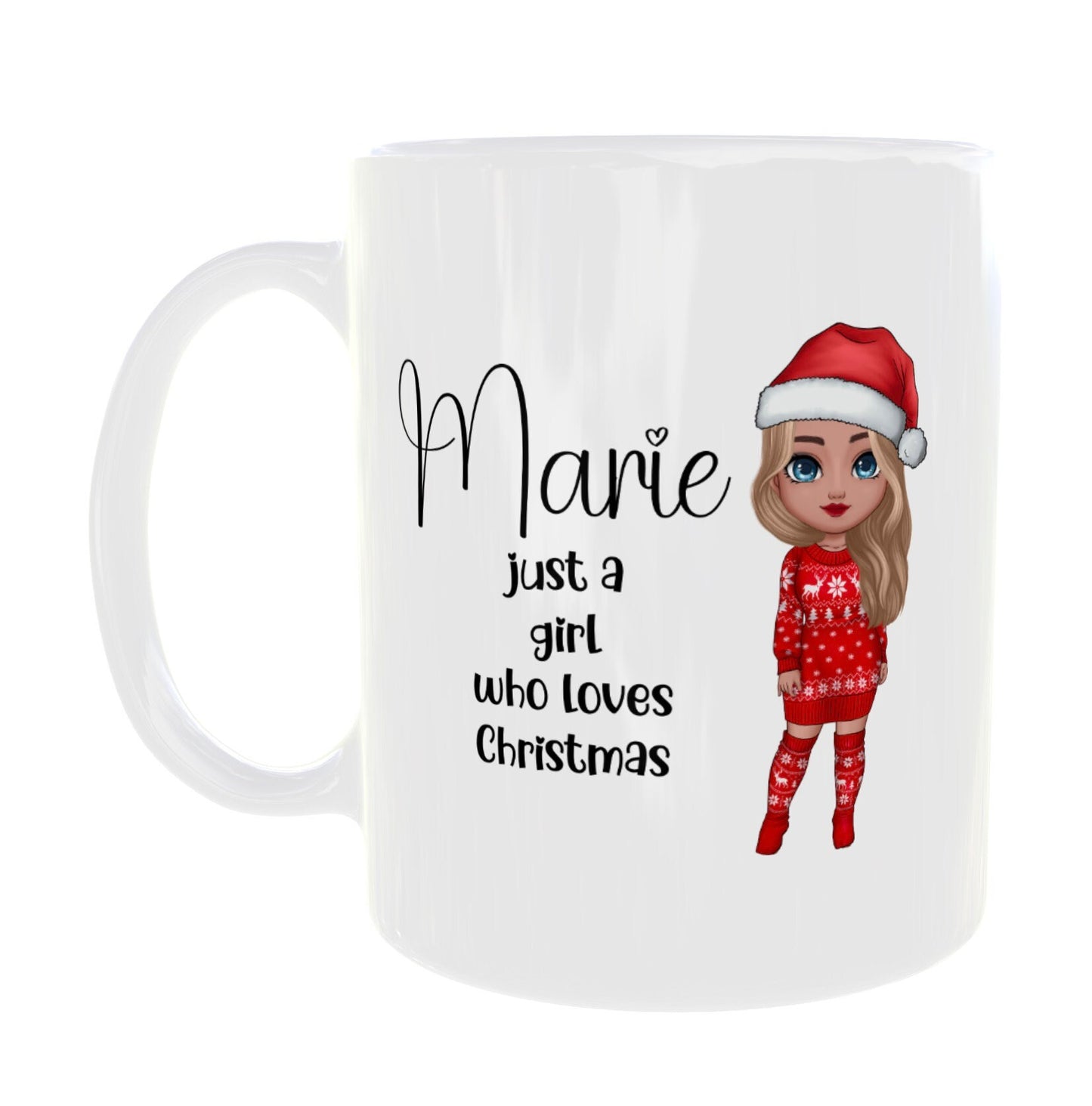 Personalised Chibi Lady Xmas Sweater Jumper Mug