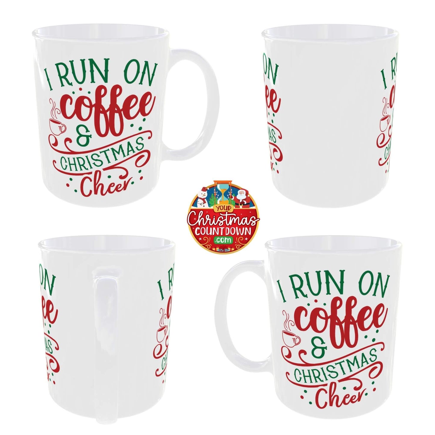 I Run On Coffee & Christmas Cheer Mug - Festive Xmas Coffee Mugs - Office Secret Santa Gift