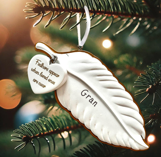 Personalised Feathers Appear Memorial Keepsake Ornament