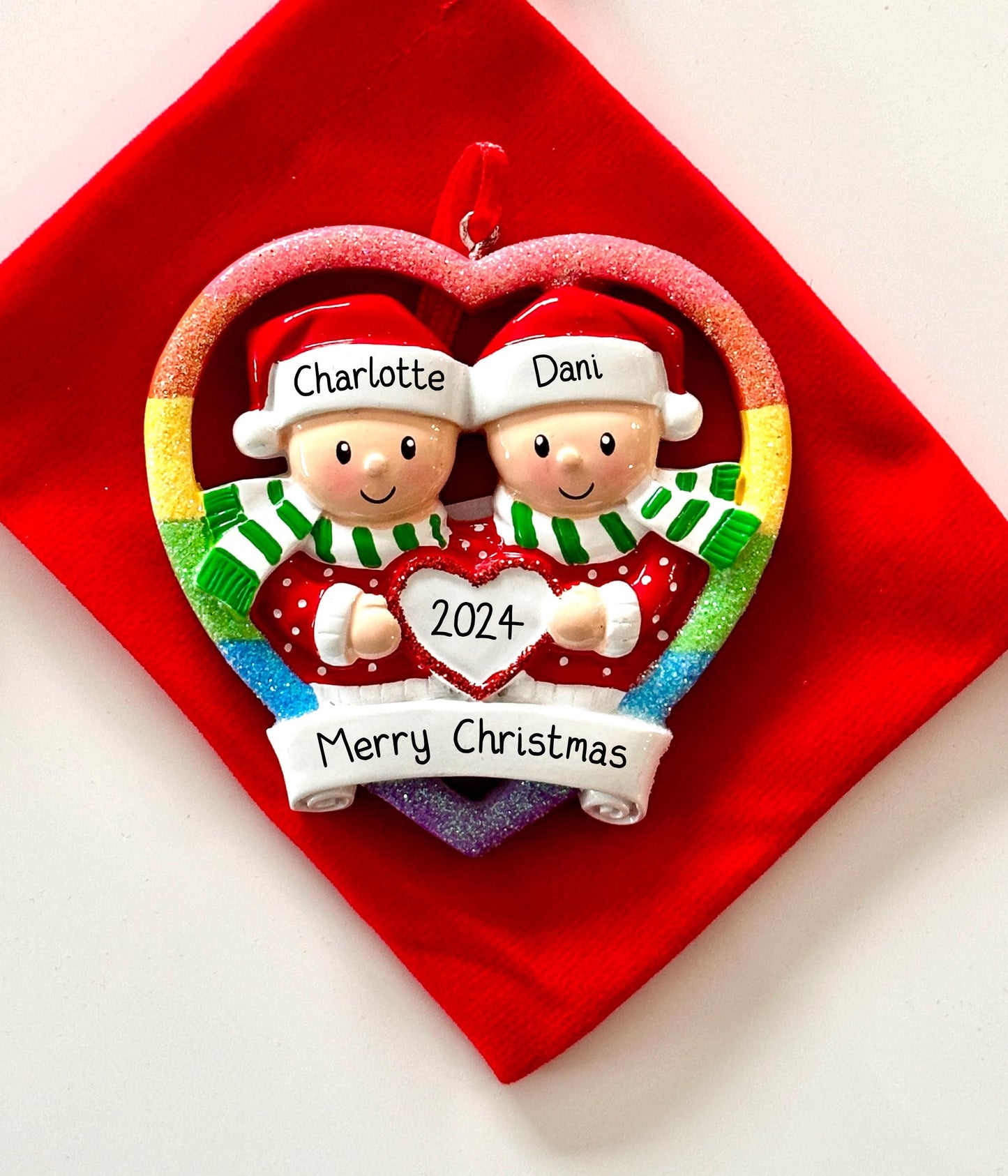 Christmas Same Sex Gay Female Eylashes Men Couple Bauble Xmas Ornament