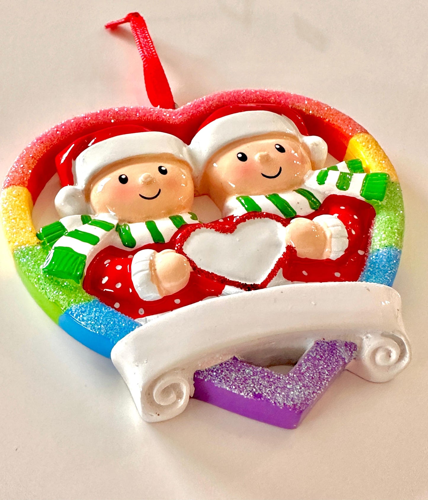 Christmas Same Sex Gay Female Eylashes Men Couple Bauble Xmas Ornament