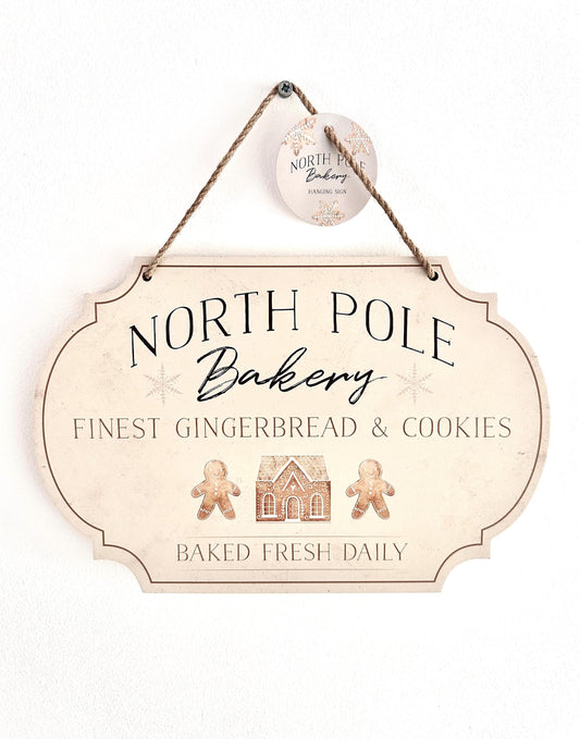 North Pole Bakery Hanging Wooden Sign