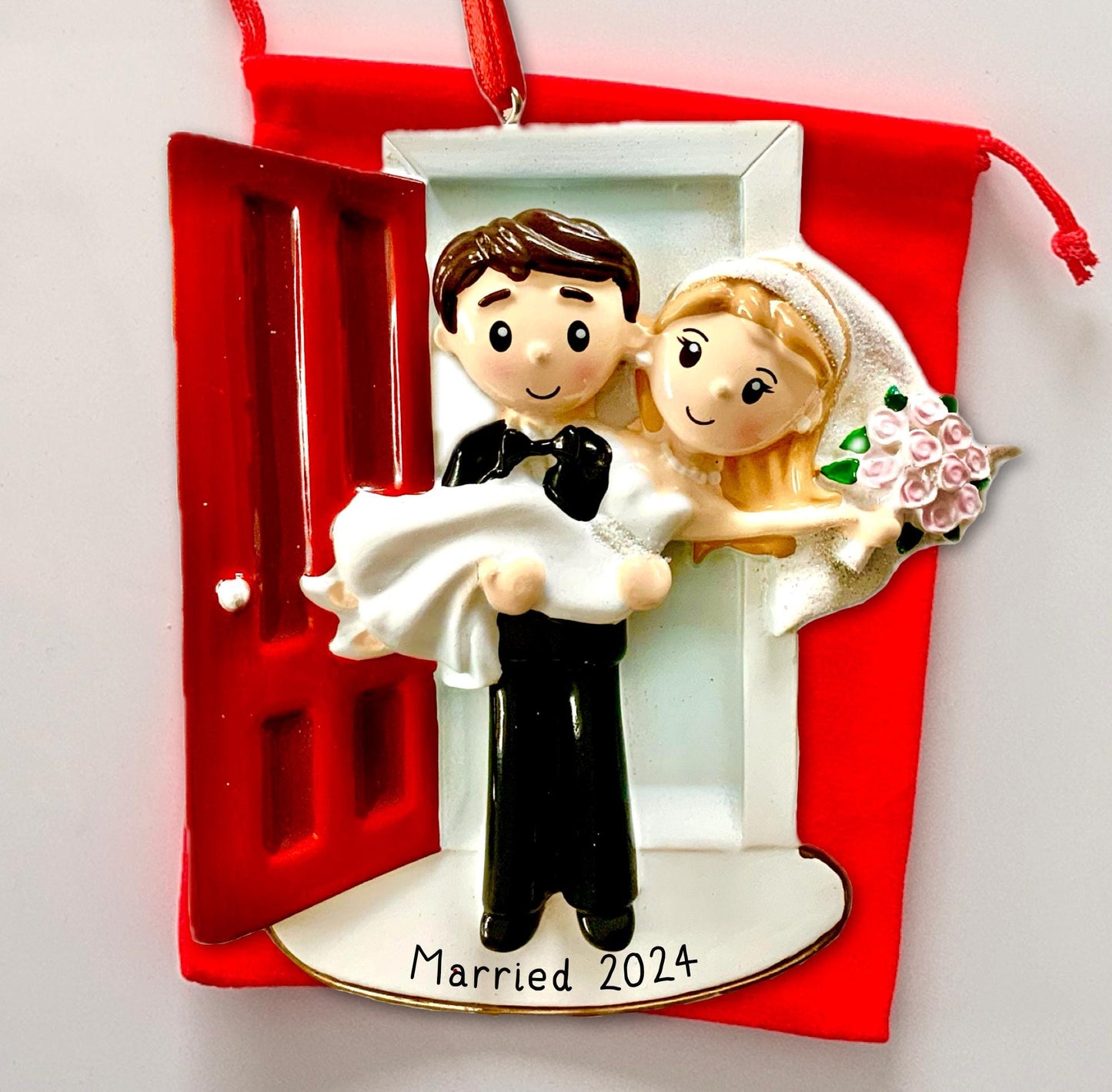 Husband & Wife Just Married Hotel Room Wedding Ornament Bauble