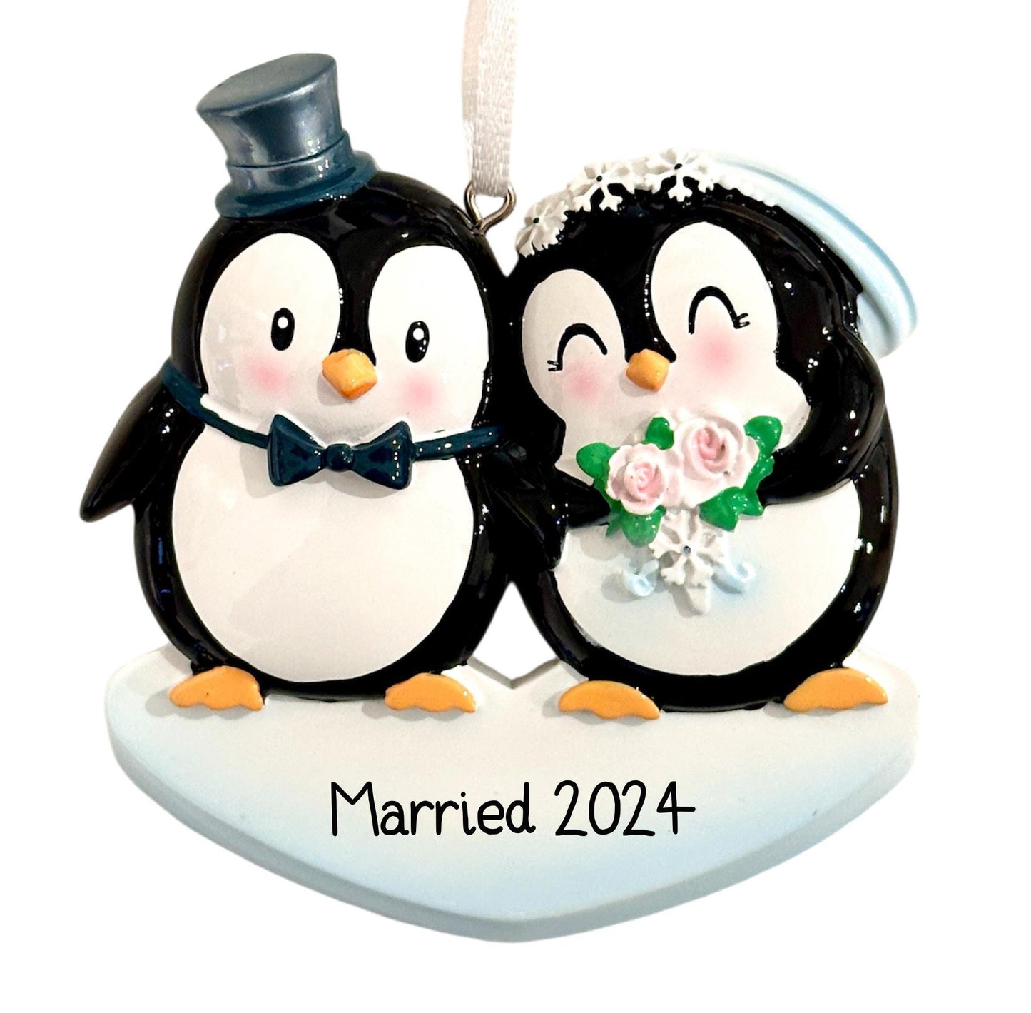 Wedding Penguin Married Couple Tree Ornament