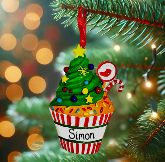 Personalise Christmas Tree Cupcake Ornament