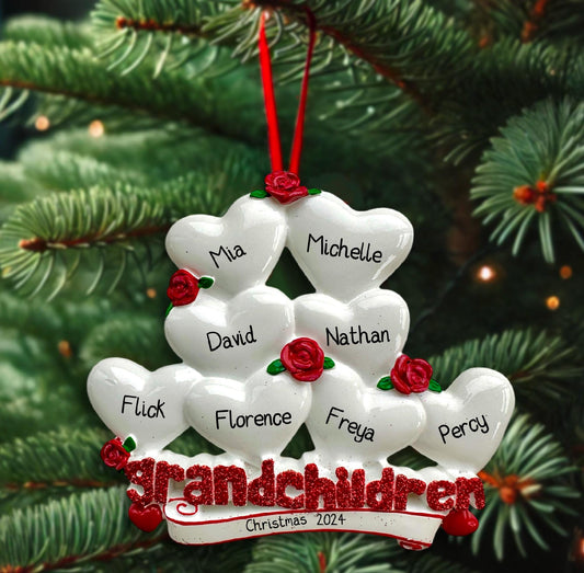 Personalised Grandchildren Bauble of 2 3 4 5 6 7 8 9  Family Grandparents