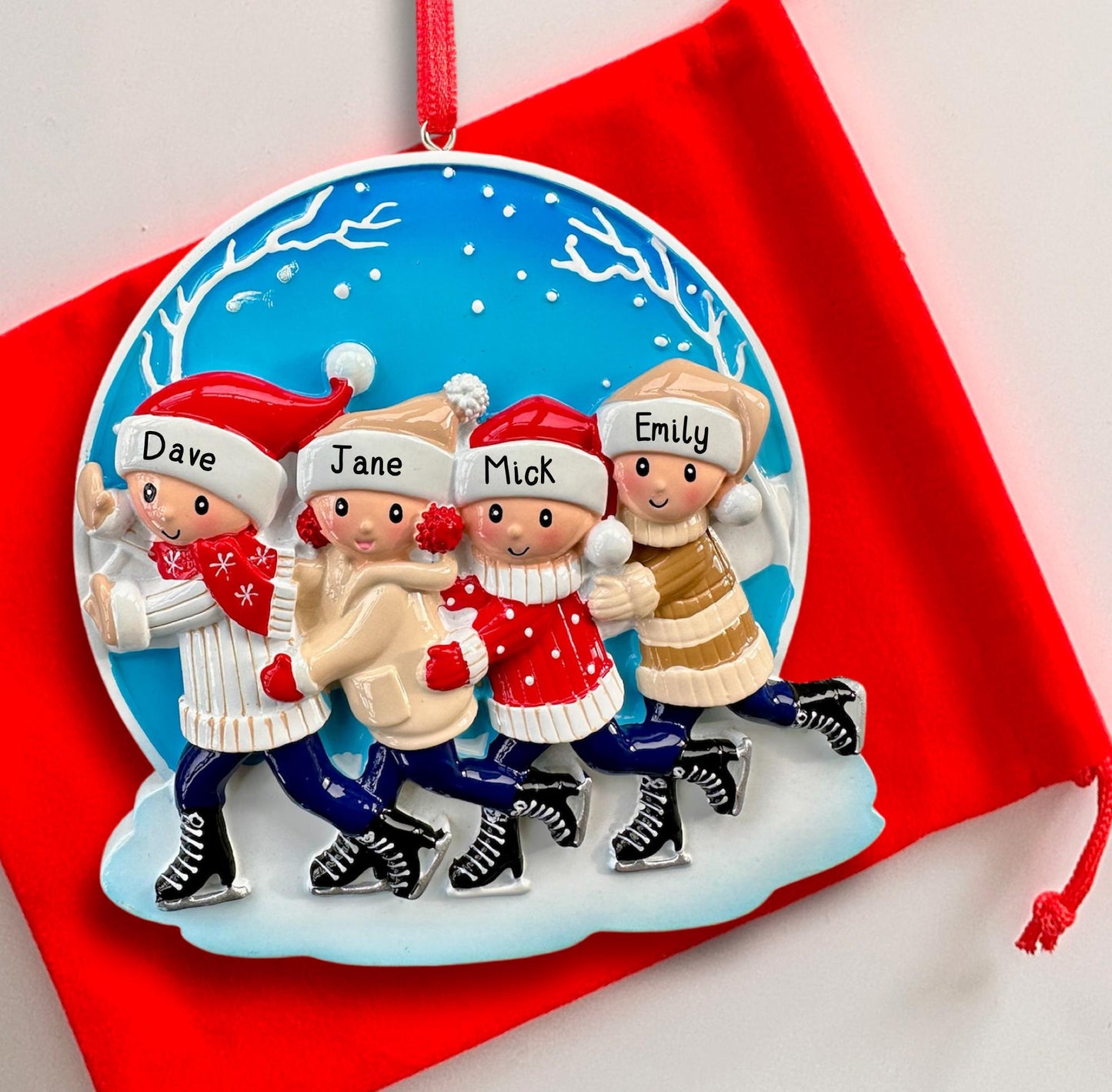 Personalised Ice Skating Ornament of 2 3 4 5 6 Christmas Family Ornament