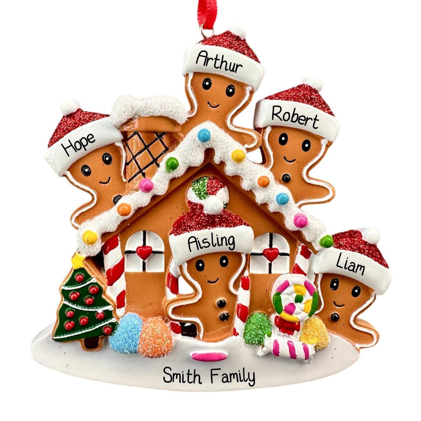 Personalised Gingerbread House Family of 2 3 4 5 Christmas Family Ornament