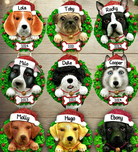 Dog Breeds Christmas Tree Ornament - Labs, Husky, Terrier, Beagle, Shih Tzu, Pug Labrador Maltese & More