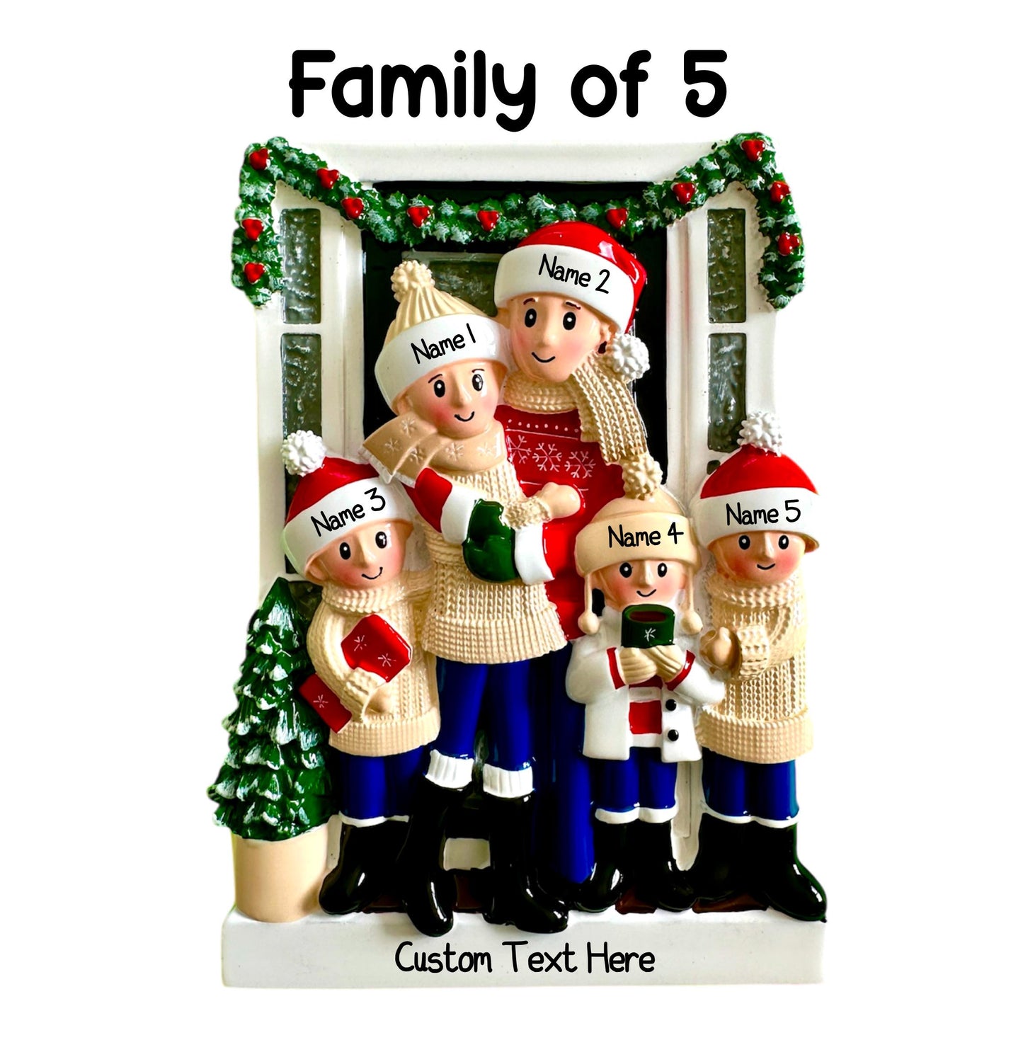 Personalised Family of 2 3 4 5 & 6 Christmas New Home Farm House Tree Ornament