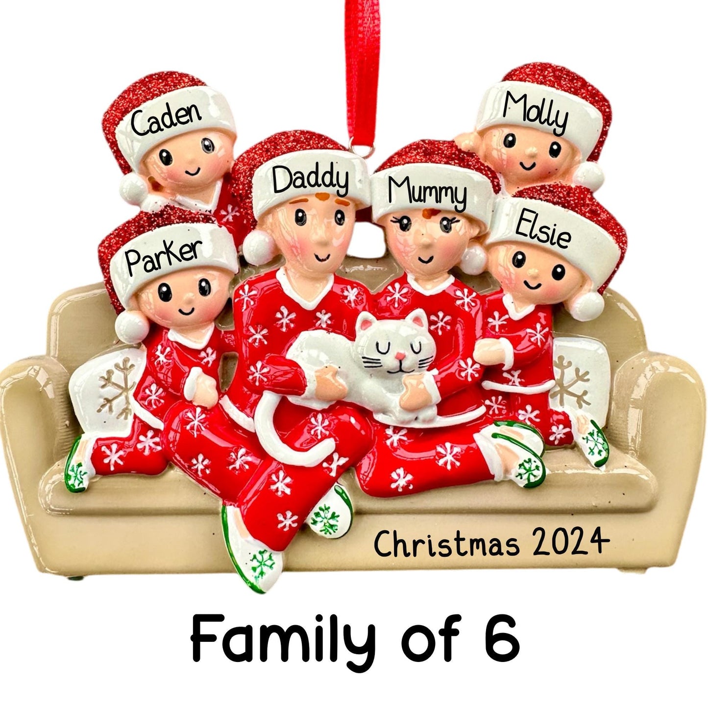 Personalised Family of 2 3 4 5 6 Family Ornament