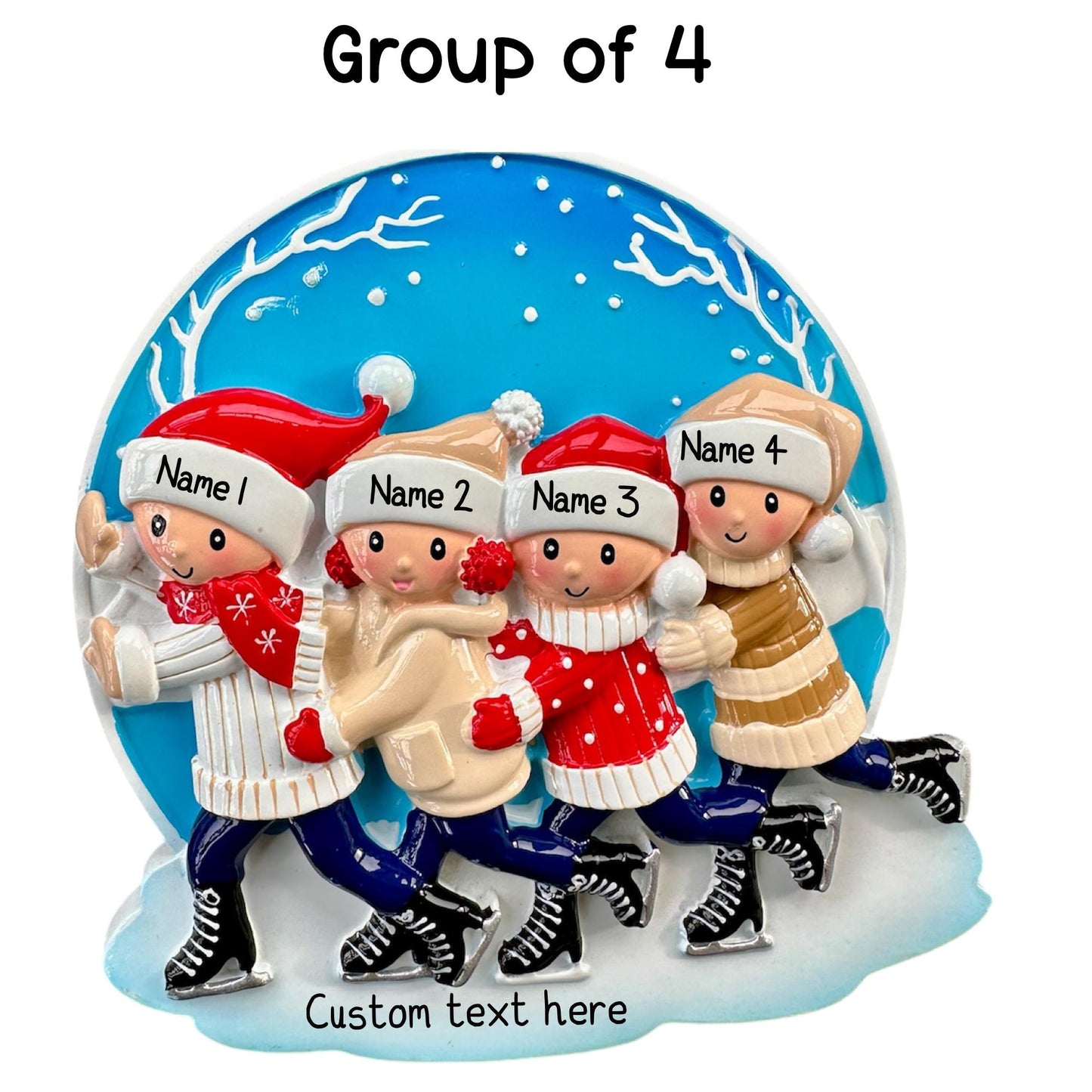 Personalised Ice Skating Ornament of 2 3 4 5 6 Christmas Family Ornament