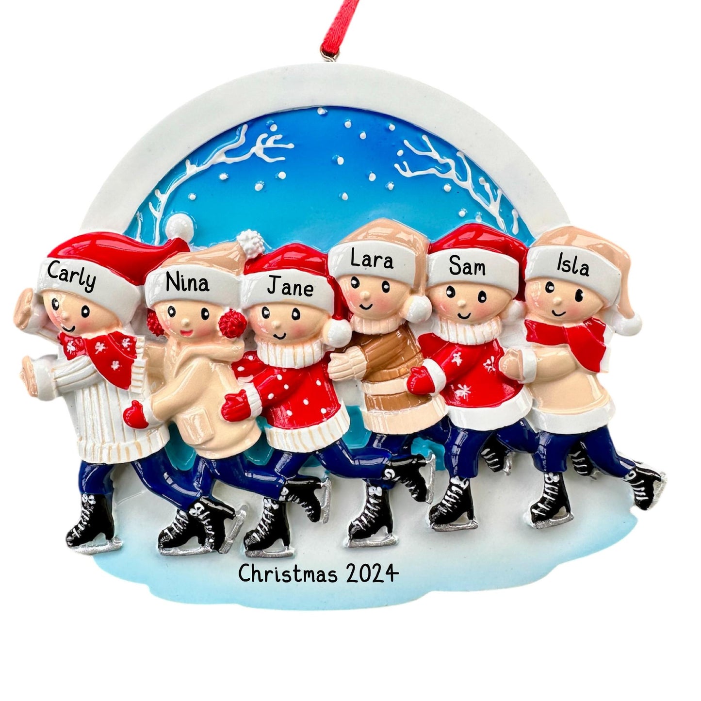 Personalised Ice Skating Ornament of 2 3 4 5 6 Christmas Family Ornament