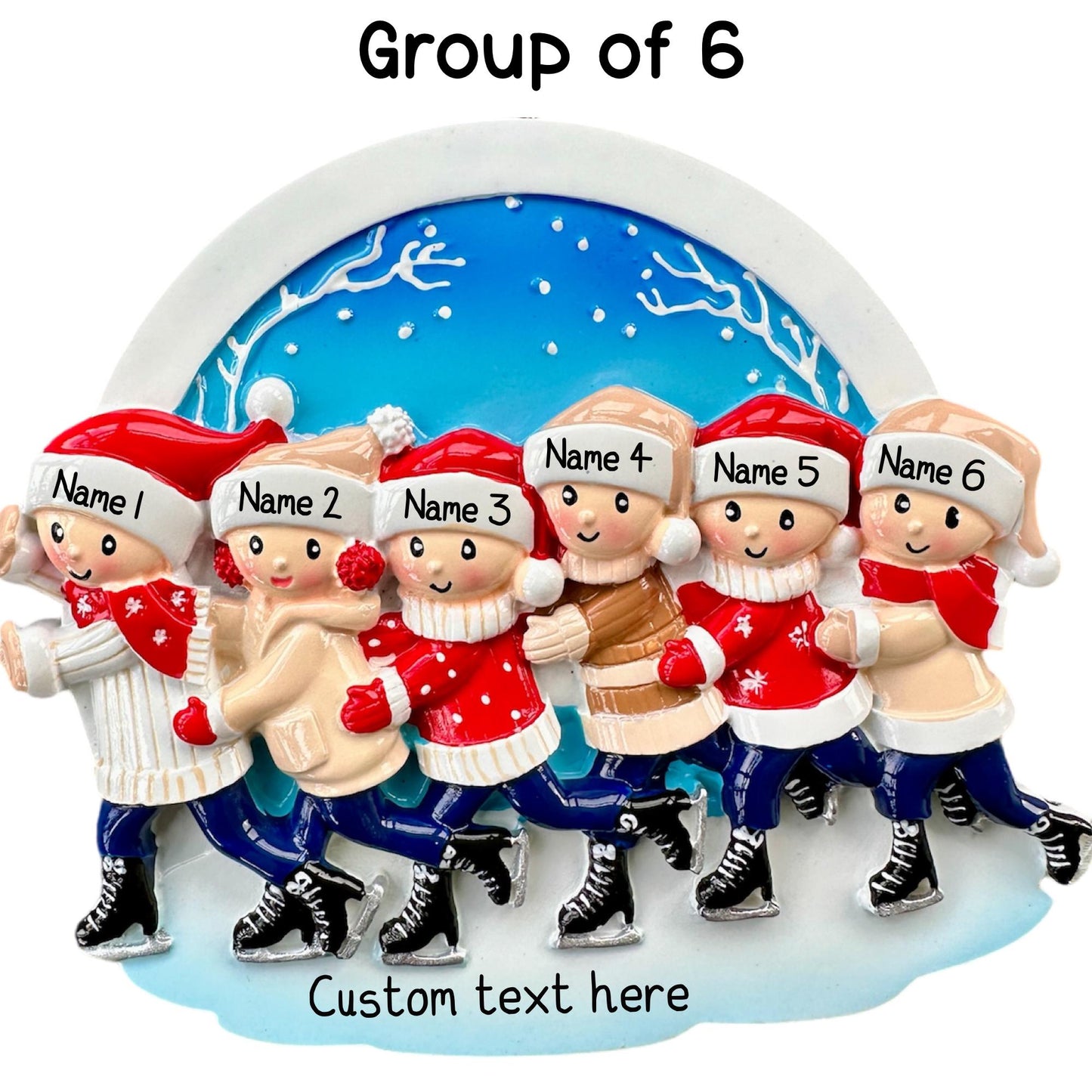 Personalised Ice Skating Ornament of 2 3 4 5 6 Christmas Family Ornament