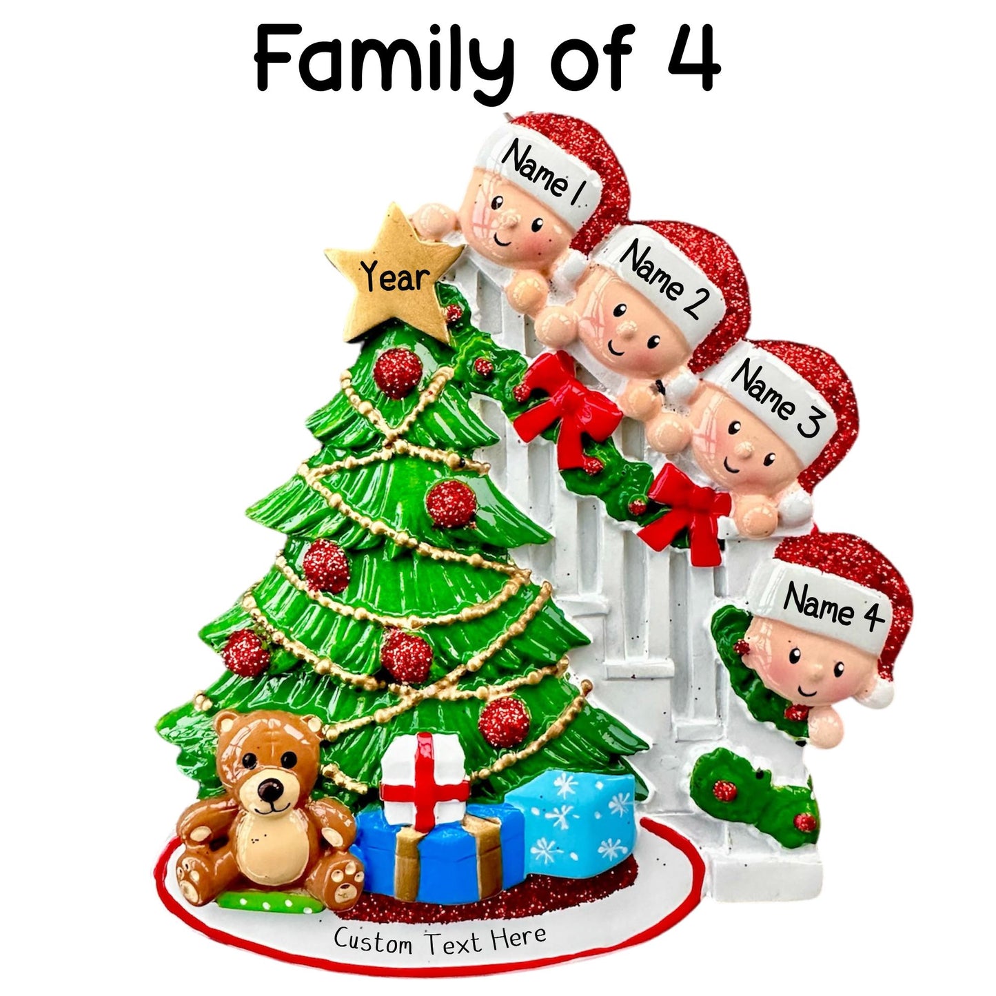 Personalised Family of 2 3 4 5 6 Christmas Family Ornament