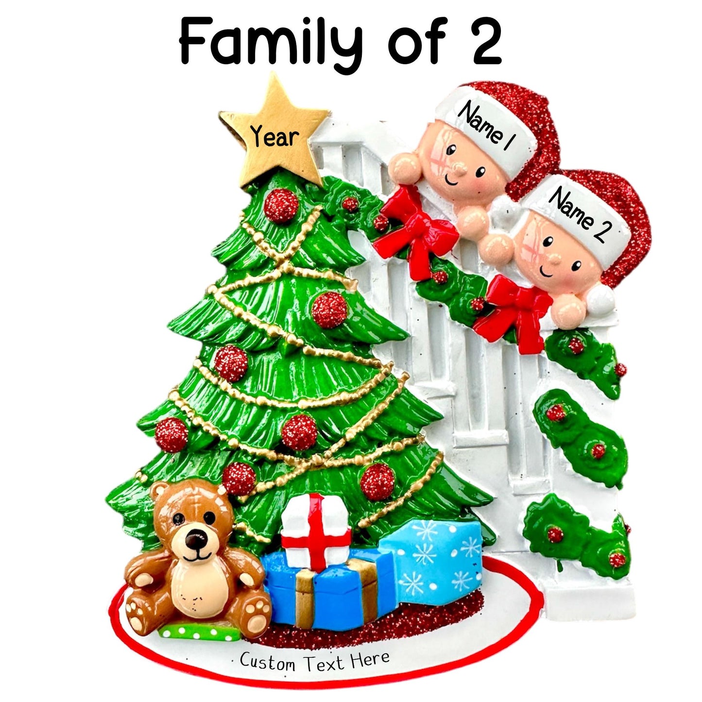 Personalised Family of 2 3 4 5 6 Christmas Family Ornament