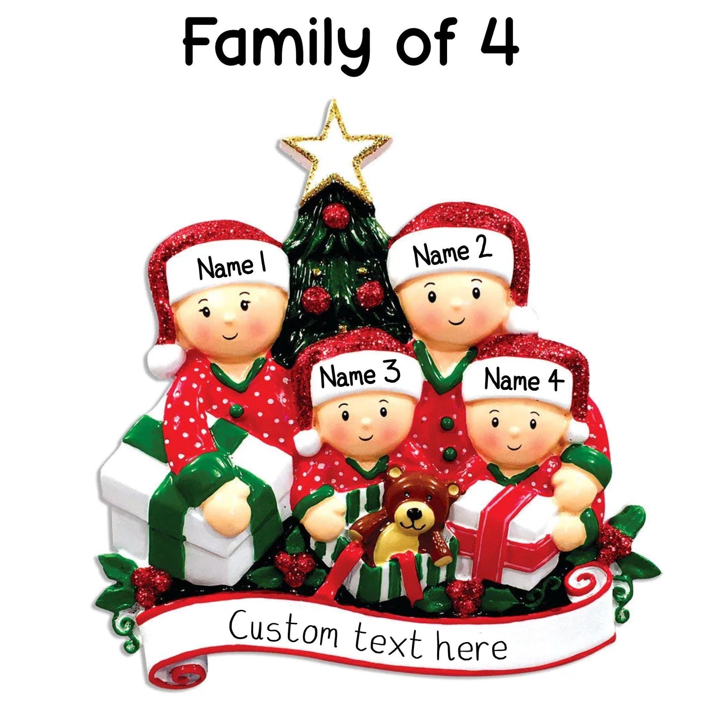 Personalised Family of 2 3 4 5 6 Christmas Tree Personalised Family Decoration Group Ornament