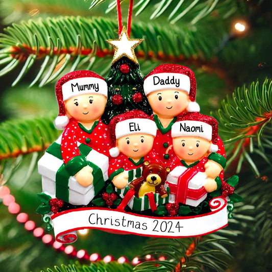 Personalised Family of 2 3 4 5 6 Christmas Tree Personalised Family Decoration Group Ornament