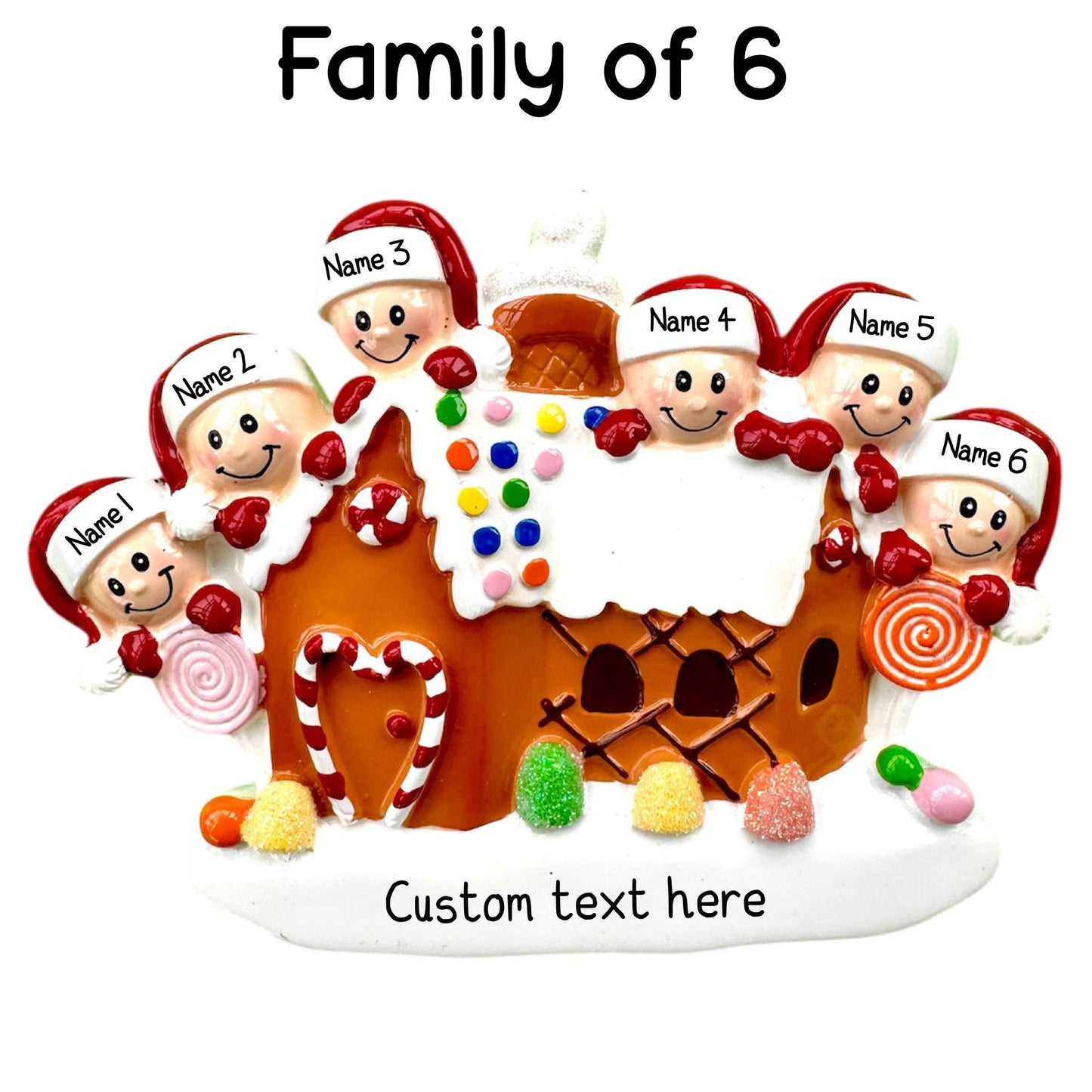 Personalised Peeking Gingerbread Family of 2 3 4 5 6 Christmas Family Ornament