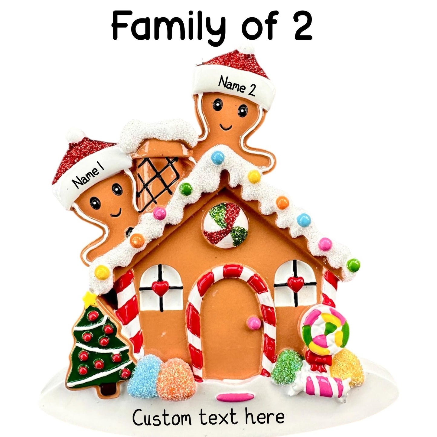 Personalised Gingerbread House Family of 2 3 4 5 Christmas Family Ornament