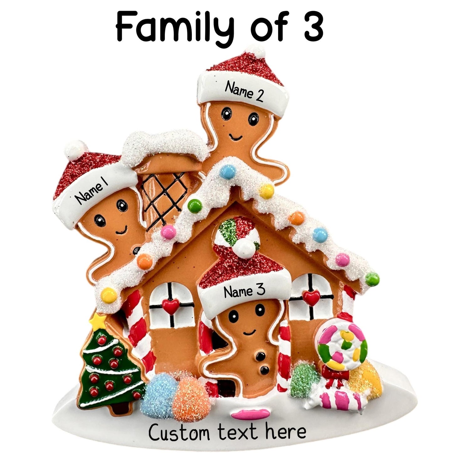 Personalised Gingerbread House Family of 2 3 4 5 Christmas Family Ornament