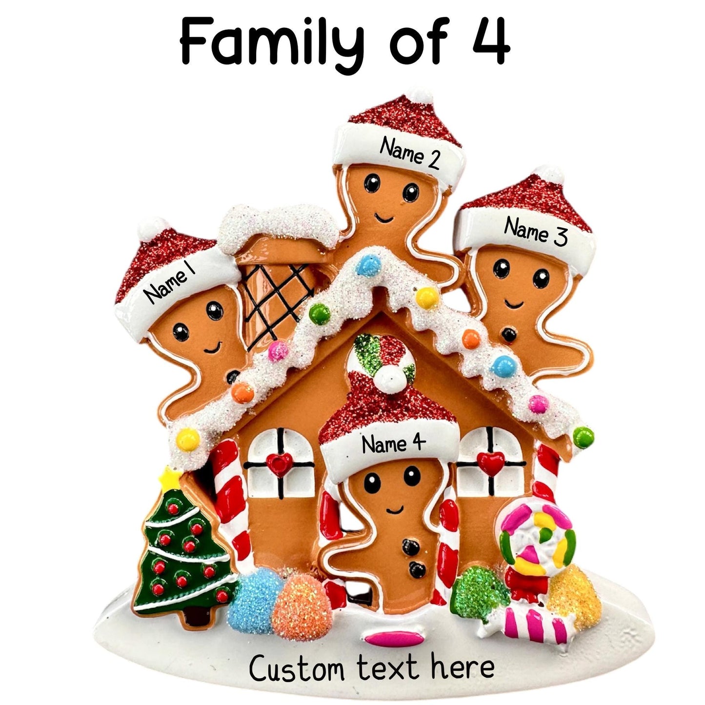 Personalised Gingerbread House Family of 2 3 4 5 Christmas Family Ornament