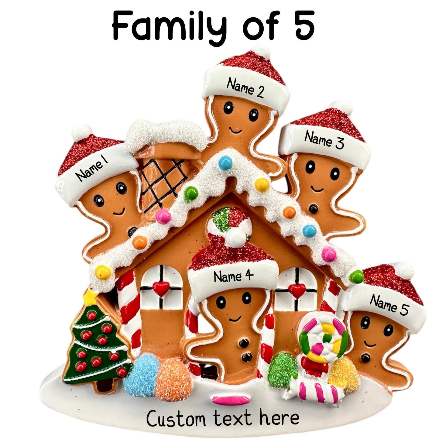 Personalised Gingerbread House Family of 2 3 4 5 Christmas Family Ornament