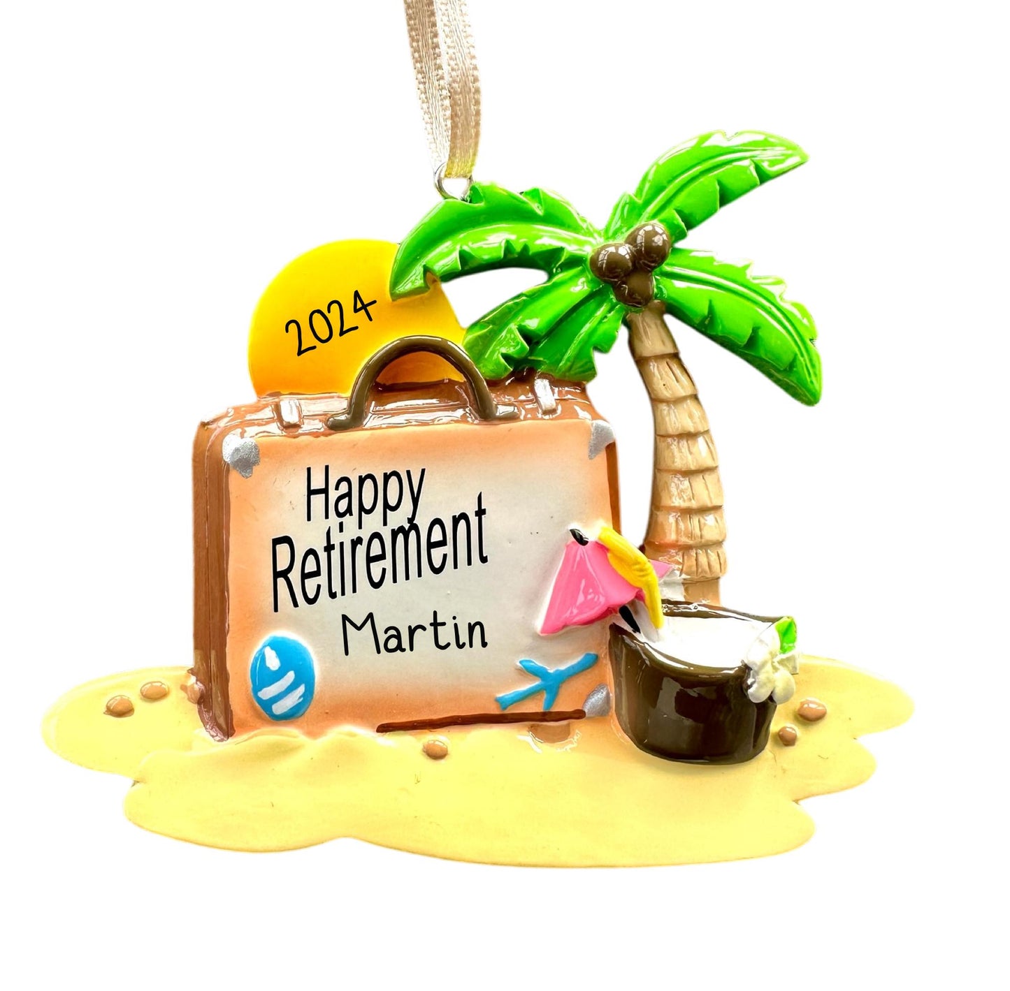 Happy Retirement Island Tree Ornament