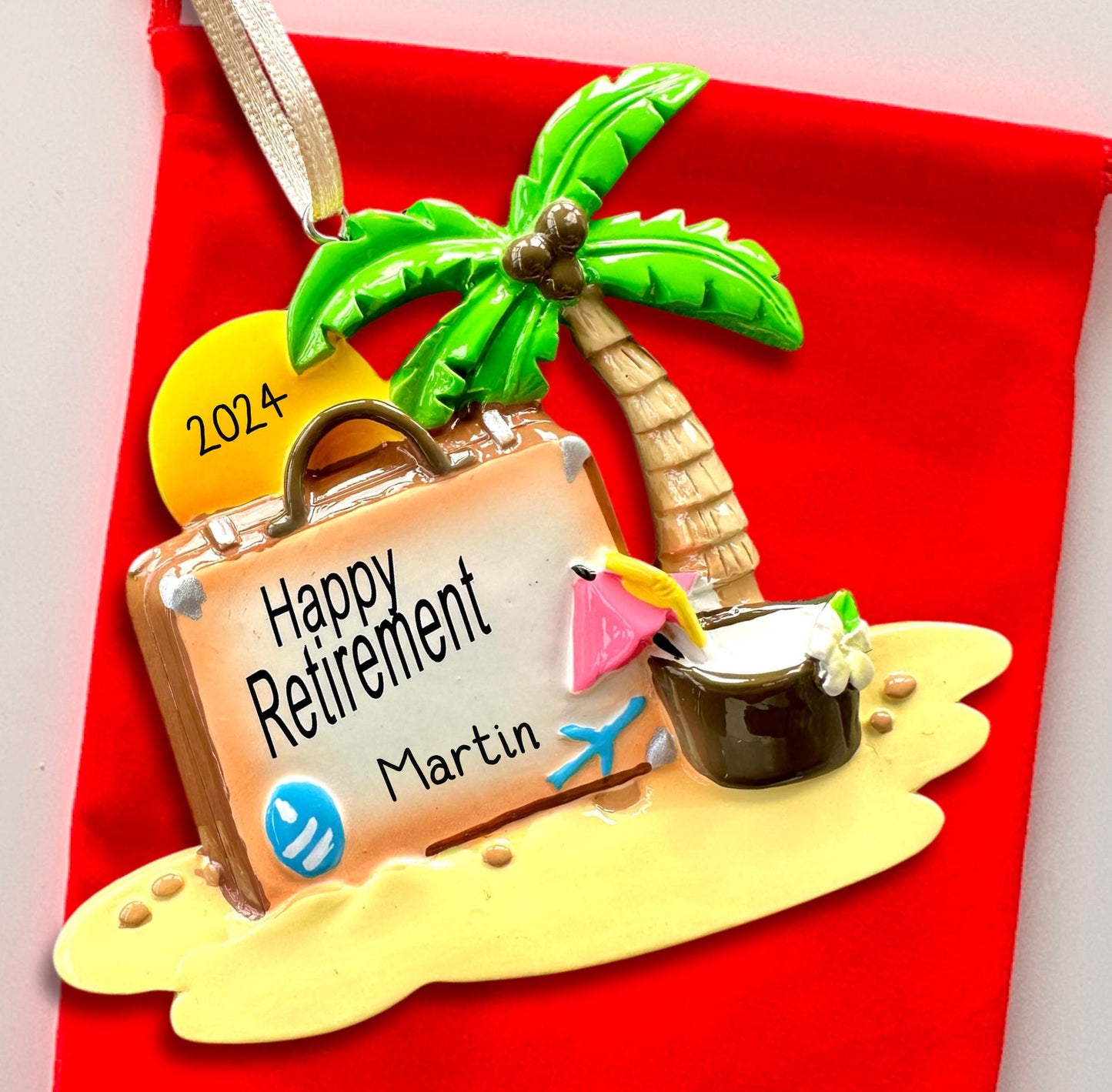 Happy Retirement Island Tree Ornament