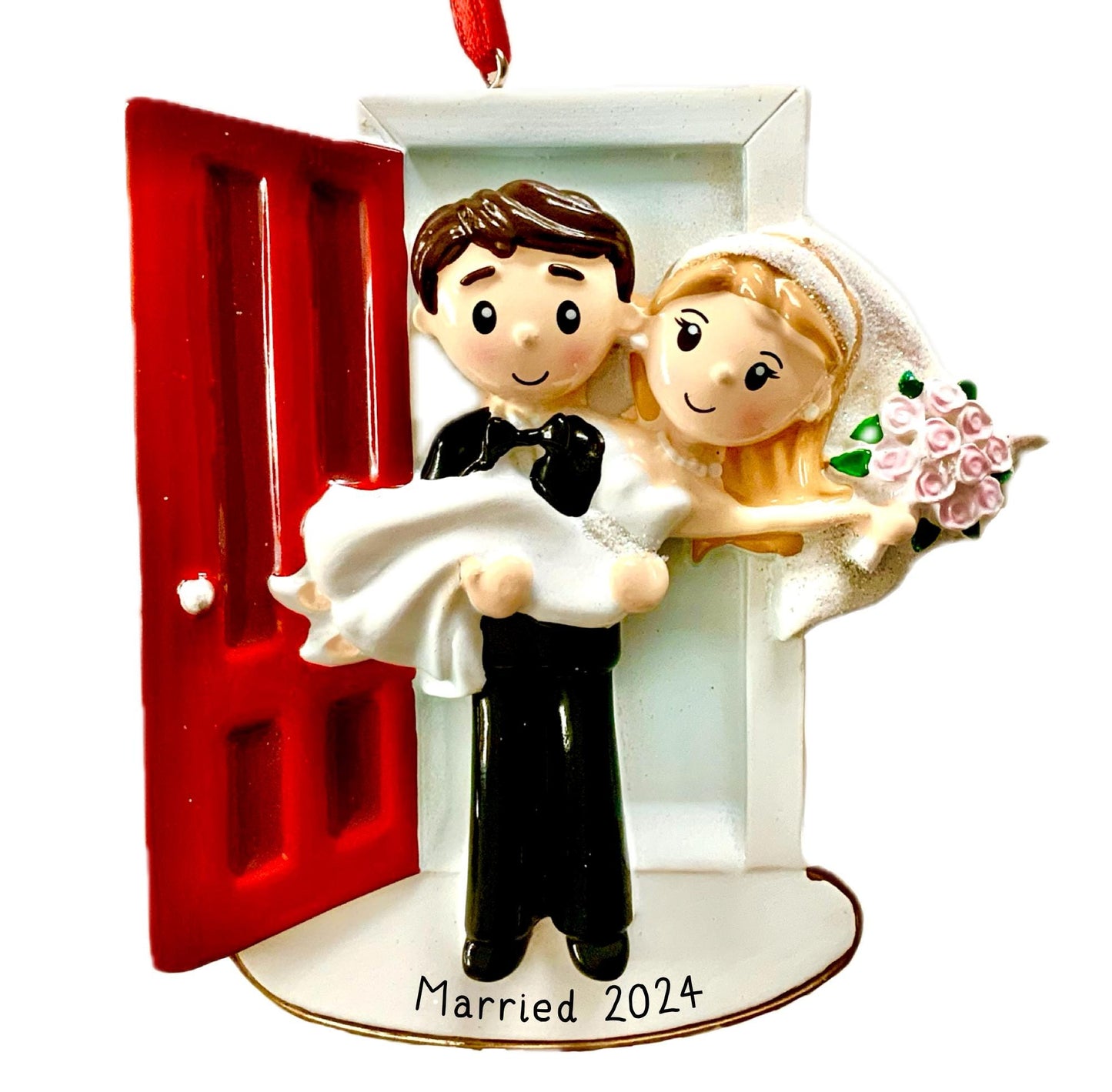 Husband & Wife Just Married Hotel Room Wedding Ornament Bauble