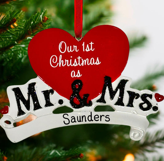 Mr & Mrs Surname Personalised Wedding Tree Decoration