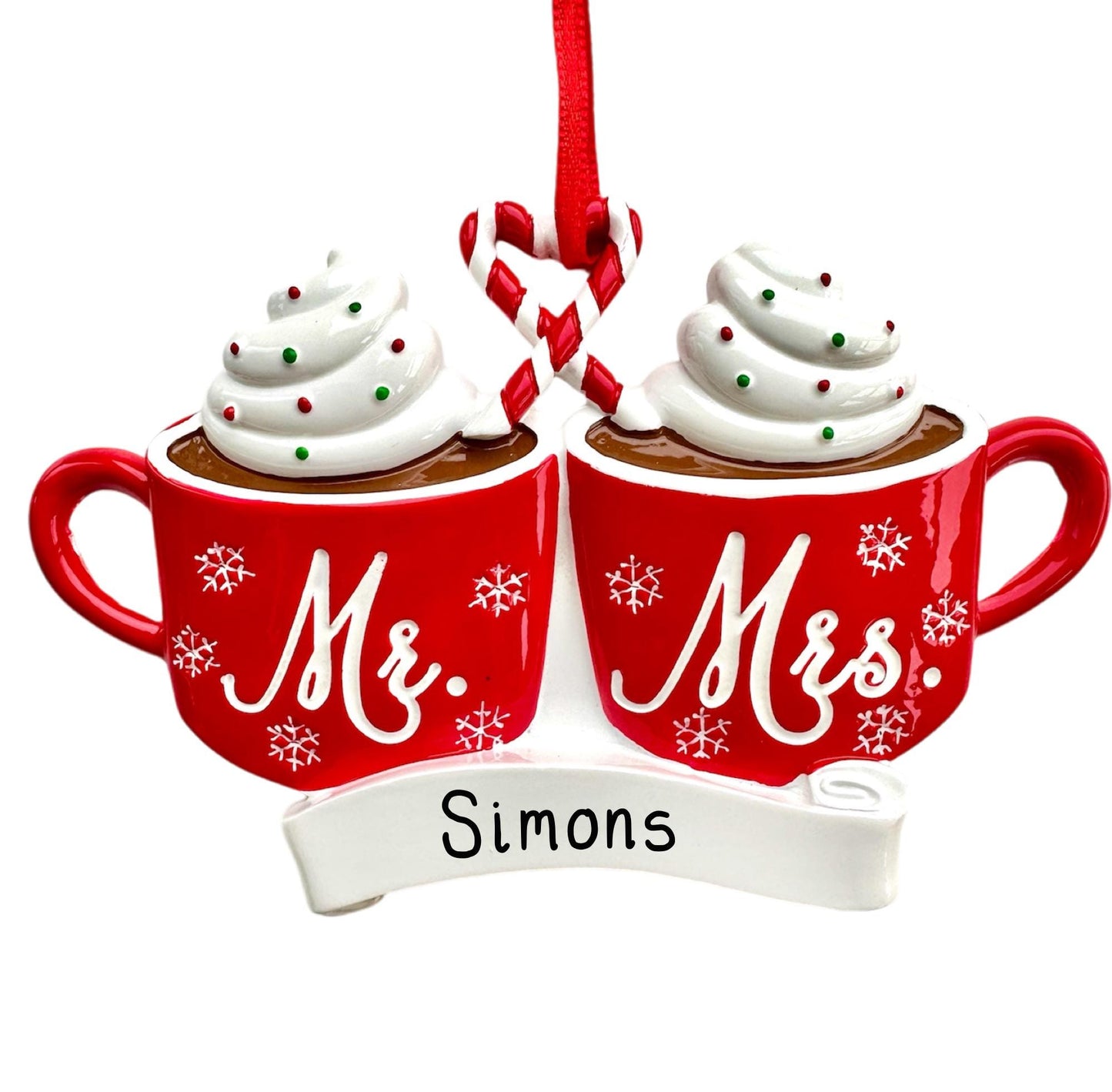 Mr and Mrs Cocoa Mugs Wedding Tree Ornament