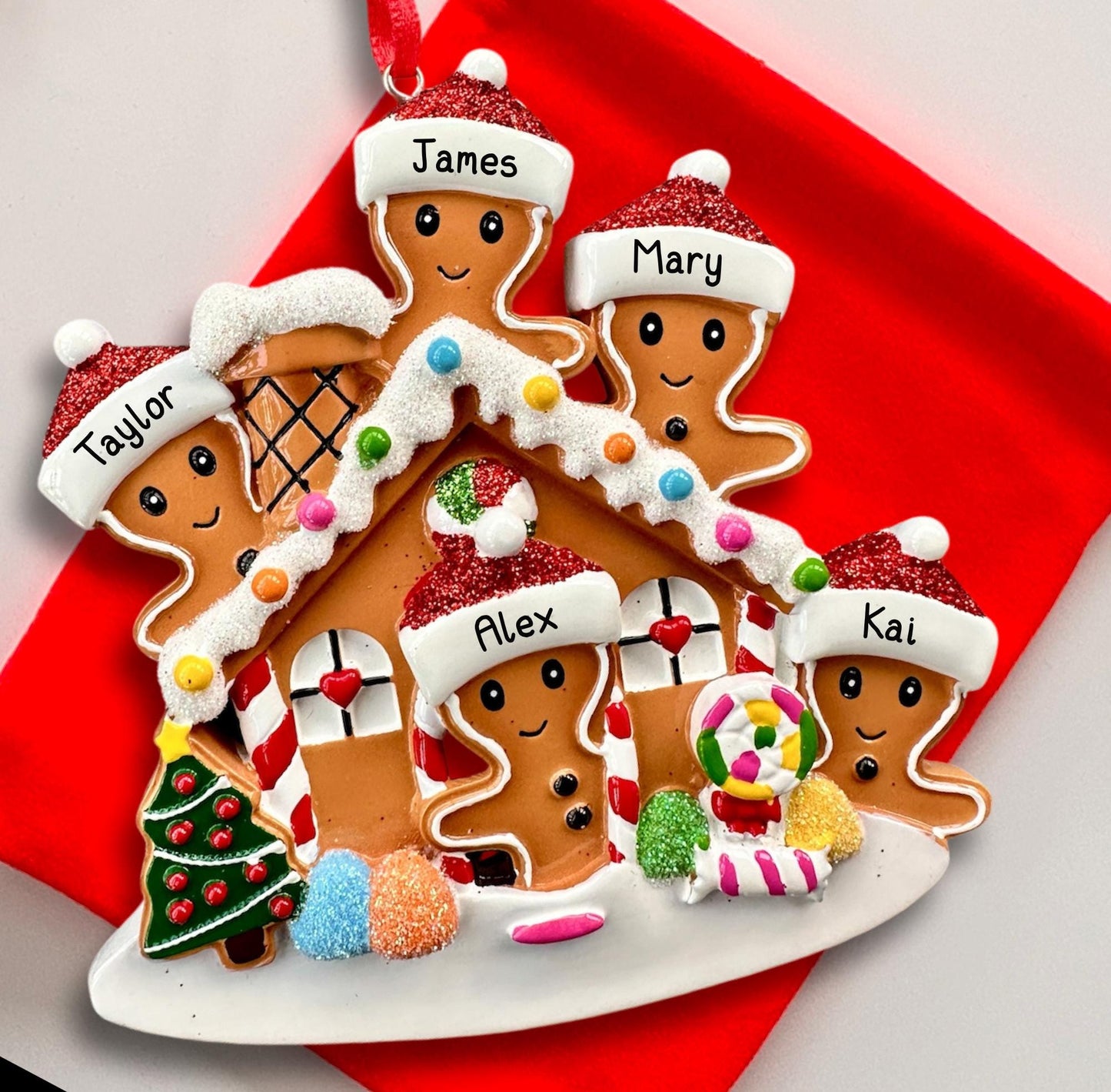 Personalised Gingerbread House Family of 2 3 4 5 Christmas Family Ornament