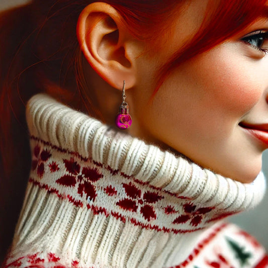 Sparkly Christmas Glitter Bauble Earrings