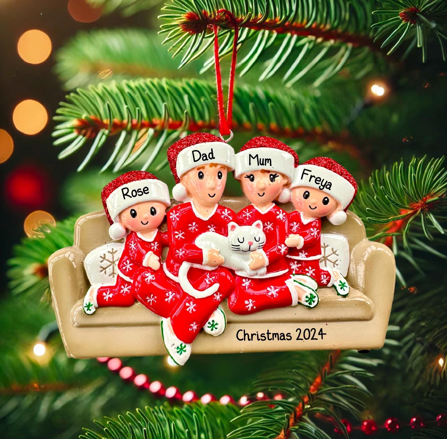 Personalised Family of 2 3 4 5 6 Family Ornament