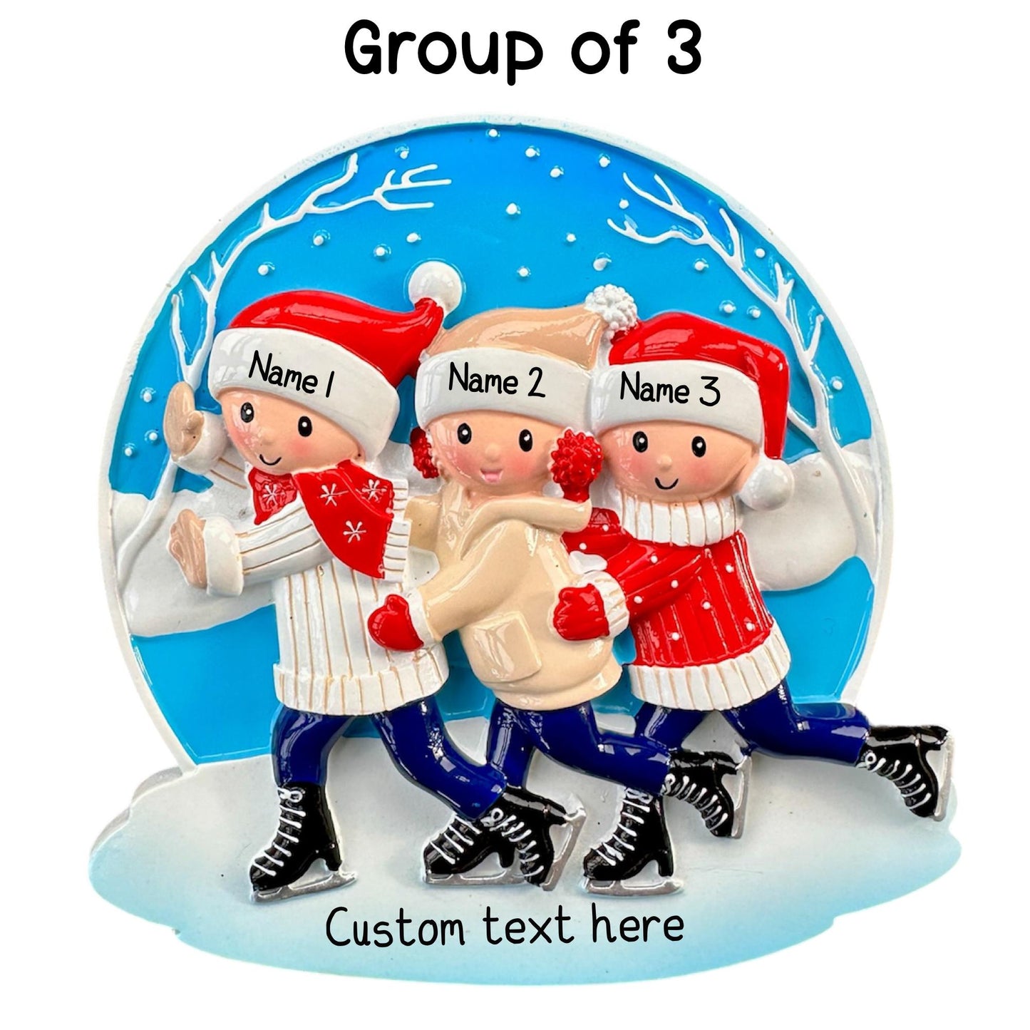 Personalised Ice Skating Ornament of 2 3 4 5 6 Christmas Family Ornament