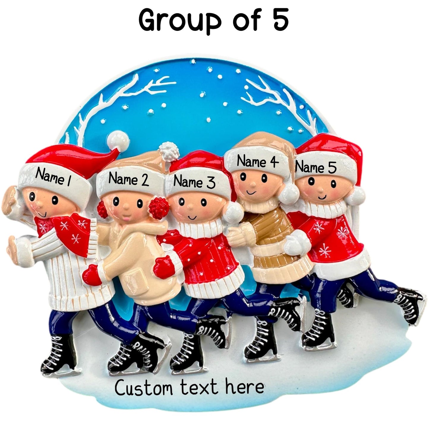 Personalised Ice Skating Ornament of 2 3 4 5 6 Christmas Family Ornament