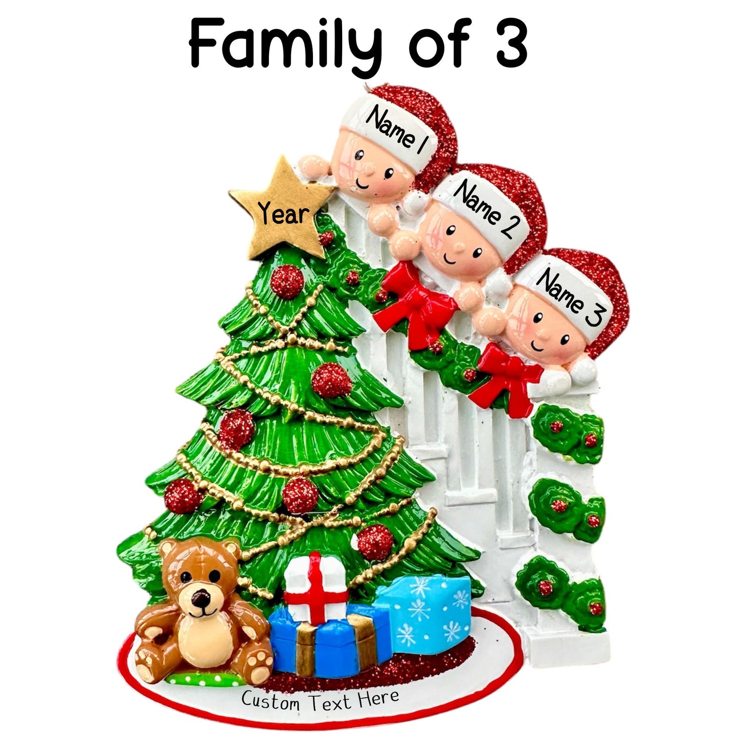 Personalised Family of 2 3 4 5 6 Christmas Family Ornament