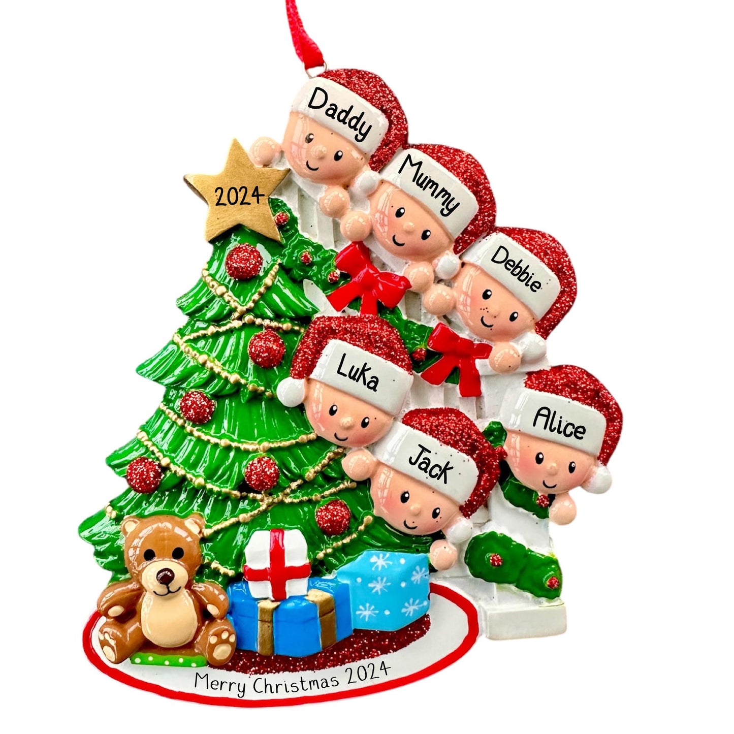 Personalised Family of 2 3 4 5 6 Christmas Family Ornament