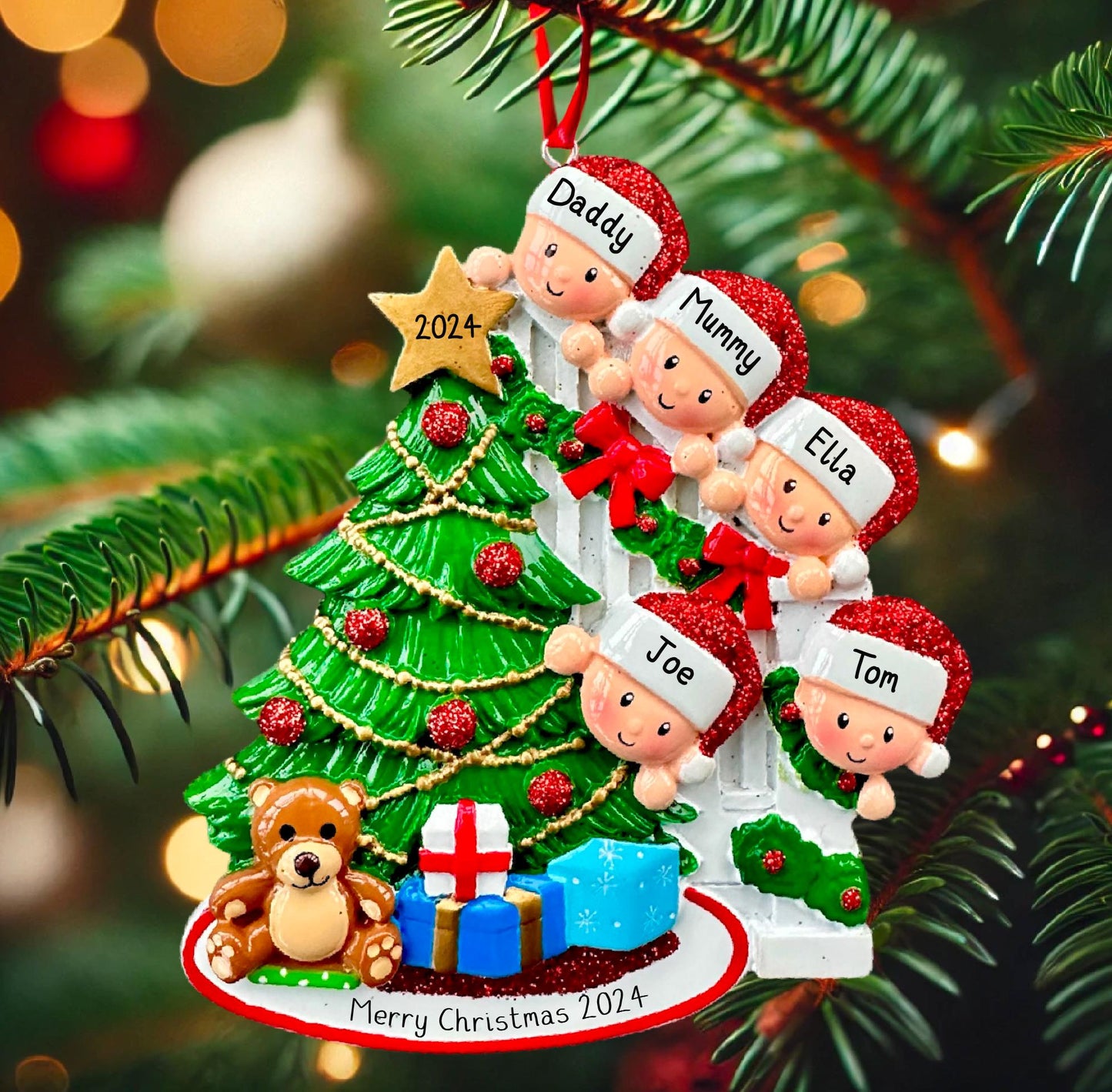 Personalised Family of 2 3 4 5 6 Christmas Family Ornament