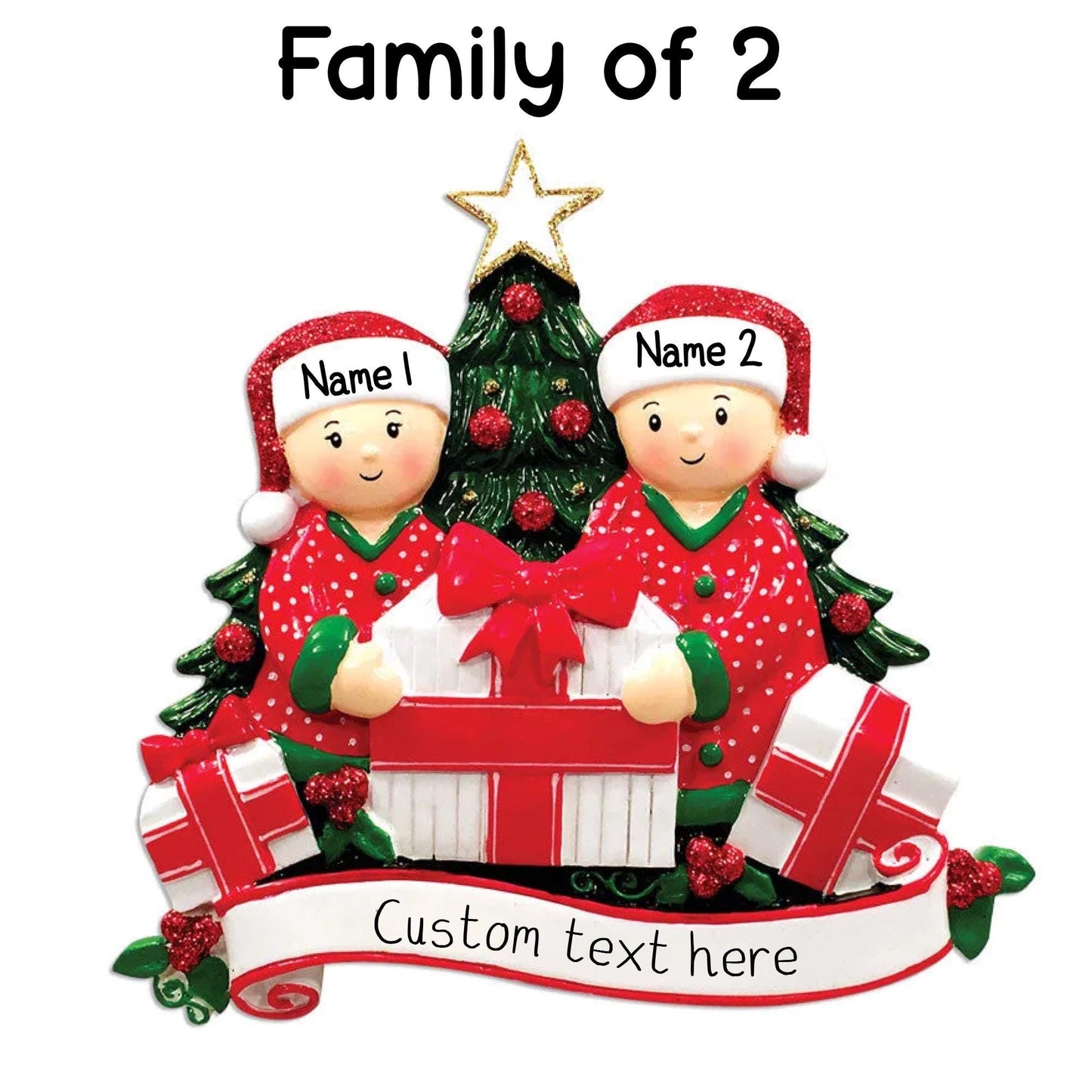 Personalised Family of 2 3 4 5 6 Christmas Tree Personalised Family Decoration Group Ornament