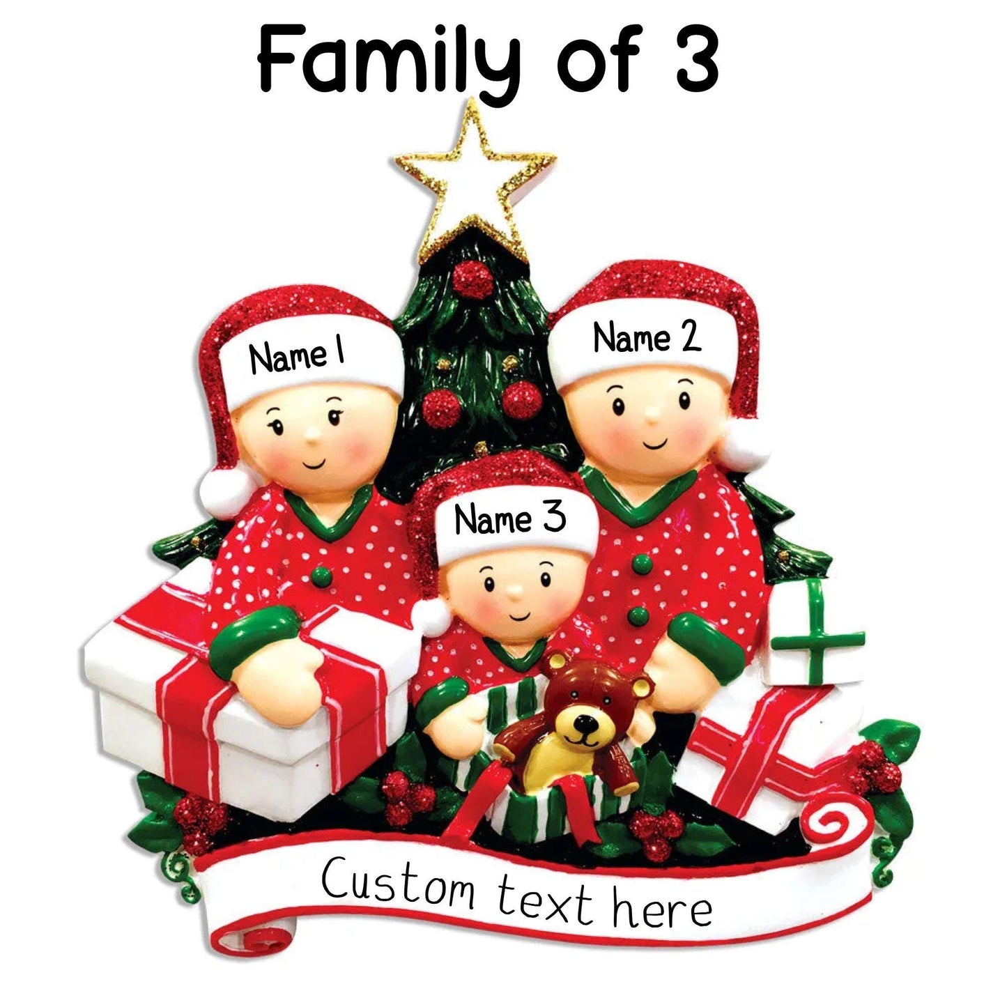 Personalised Family of 2 3 4 5 6 Christmas Tree Personalised Family Decoration Group Ornament