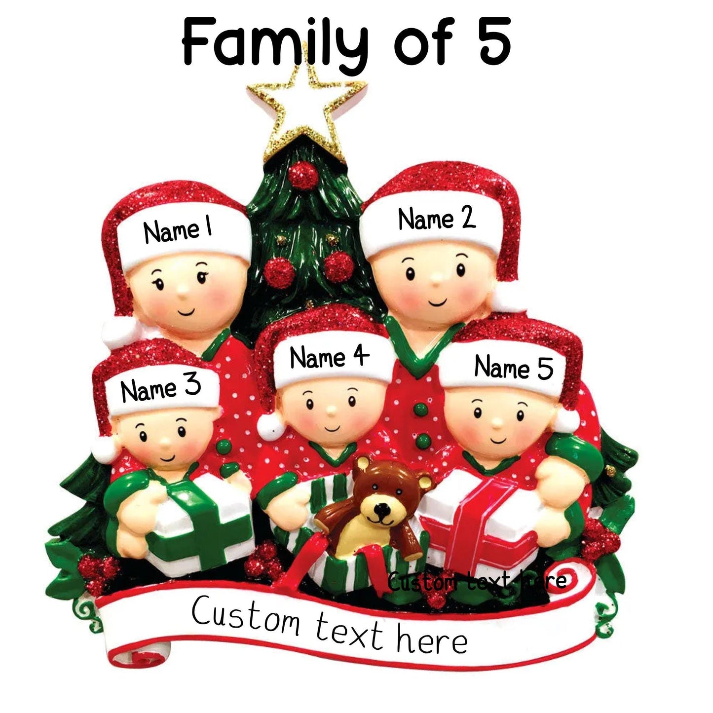 Personalised Family of 2 3 4 5 6 Christmas Tree Personalised Family Decoration Group Ornament