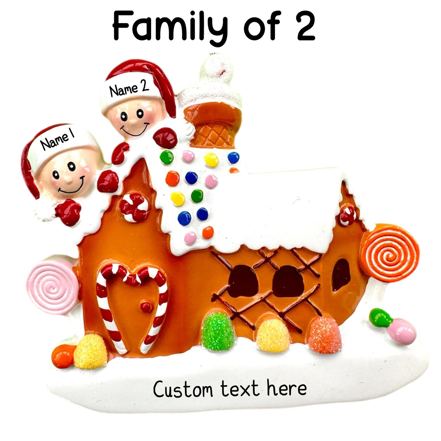 Personalised Peeking Gingerbread Family of 2 3 4 5 6 Christmas Family Ornament