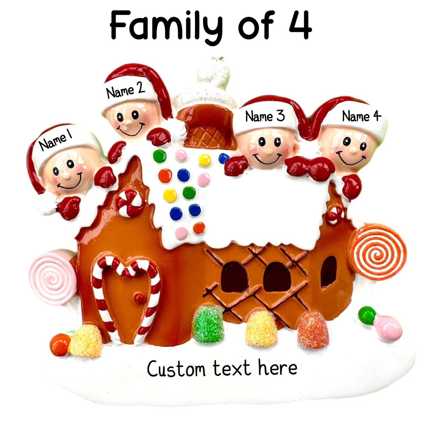 Personalised Peeking Gingerbread Family of 2 3 4 5 6 Christmas Family Ornament